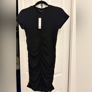 Sanctuary Black Short-Sleeve Ruched  Crewneck Dress
